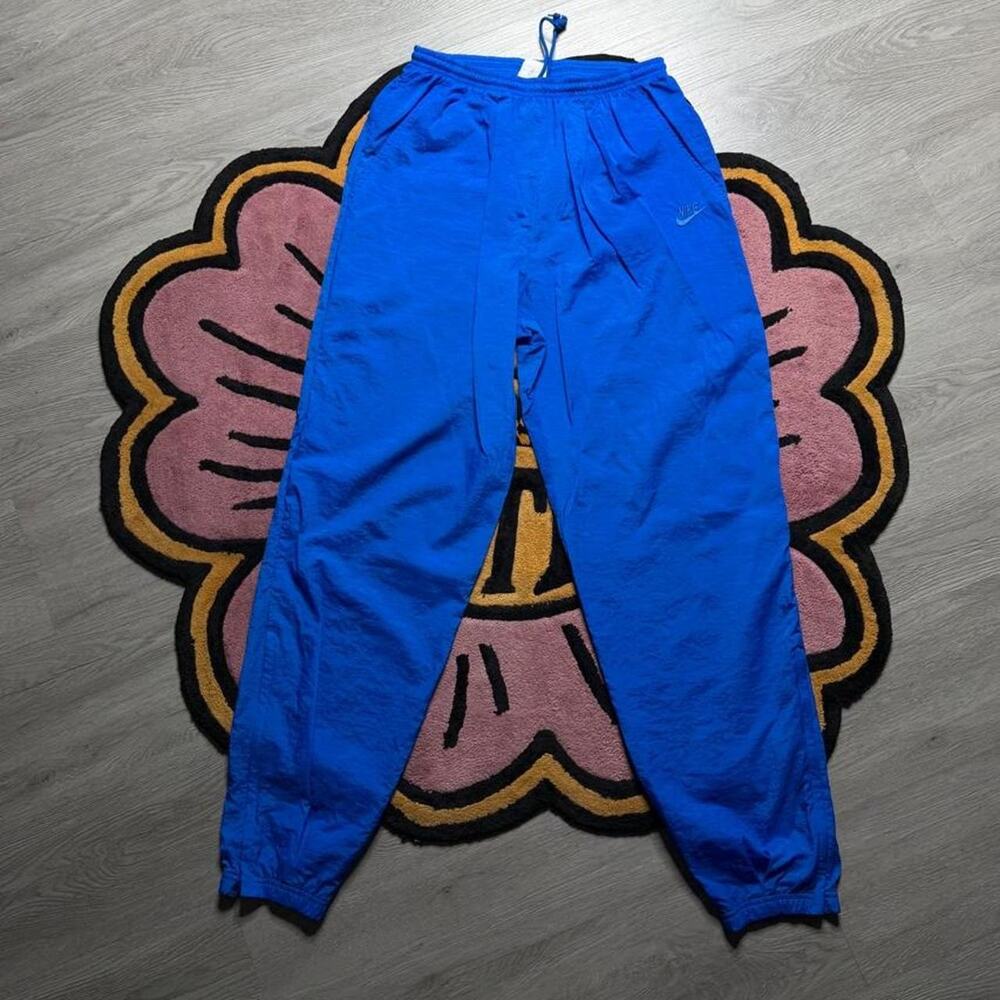 Vintage 90’s Nike Embroidered Tonal Logo Jogger Cuffed Track Pants Medium Blue
